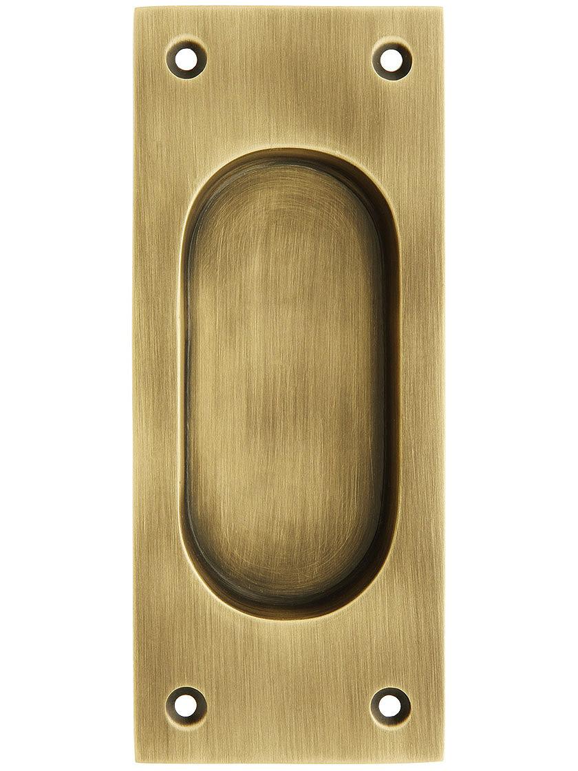 Rectangular Pocket Door Pull In Solid Brass